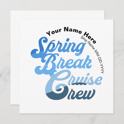 Spring Break Cruise Crew Einladung (Vorne/Hinten)