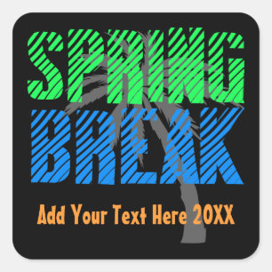 Spring Break Custom Neon Souvenir Quadratischer Aufkleber