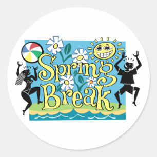 Spring Break Fun Design Runder Aufkleber