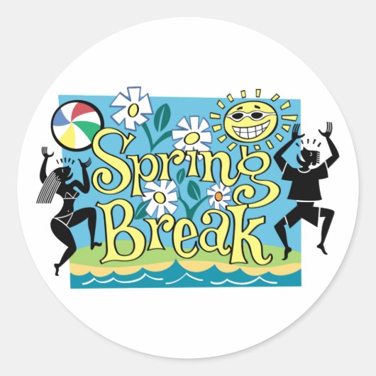 Spring Break Fun Design Runder Aufkleber (Vorderseite)