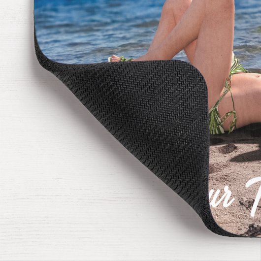 Spring Break Girl Lying on Sandy Beach Mousepad (Ecke)