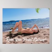 Spring Break Girl Lying on Sandy Beach Poster (Vorne)