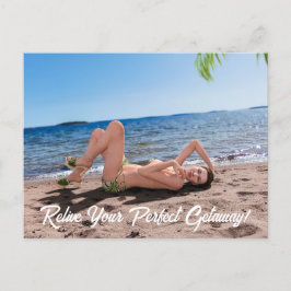 Spring Break Girl Lying on Sandy Beach Postkarte