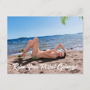 Spring Break Girl Lying on Sandy Beach Postkarte