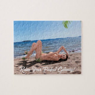 Spring Break Girl Lying on Sandy Beach Puzzle