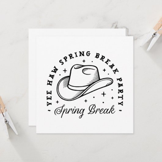Spring Break Girls Partys Cowboy-Hut Einladung (Vorderseite/Rückseite Beispiel)