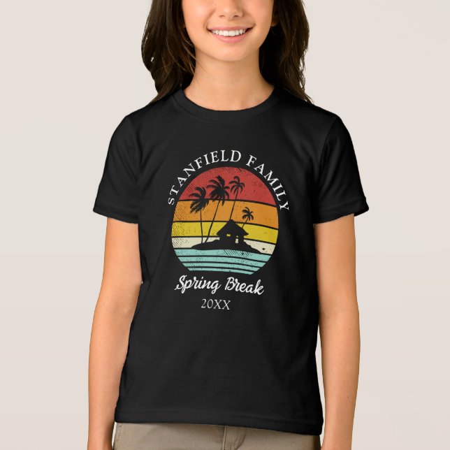 Spring Break Palm Trees Beach Familie Matching Tri-Blend Shirt (Vorderseite)
