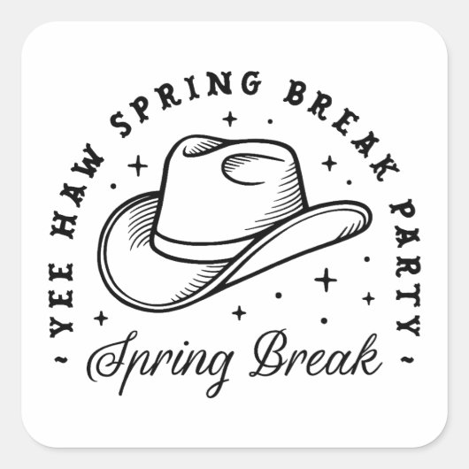 Spring Break Party Cowboy-Hut witzig Quadratischer Aufkleber (Vorderseite)