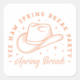 Spring Break Party Cowgirl groovy preppy Thema Quadratischer Aufkleber