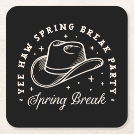 Spring Break Party Disco Cowgirl Western Schwarz Rechteckiger Pappuntersetzer