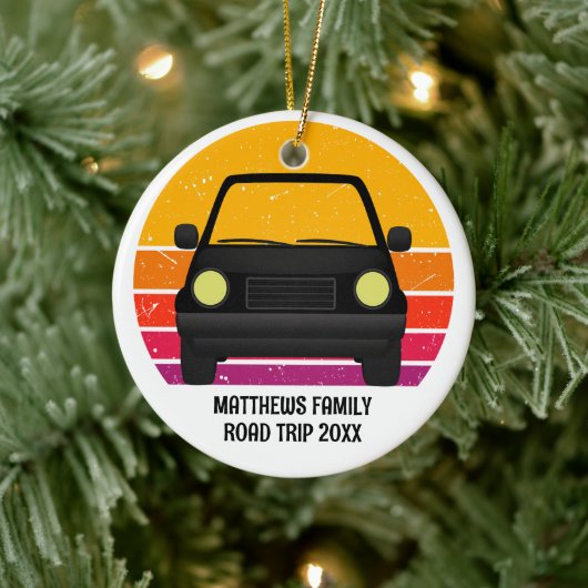 Spring Break Road Trip Sunset Custom Christmas Keramik Ornament (Baum)