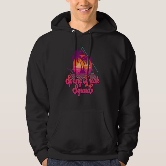 Spring Break Squad 2023 Retro 80s Sunset Matching Hoodie (Vorderseite)