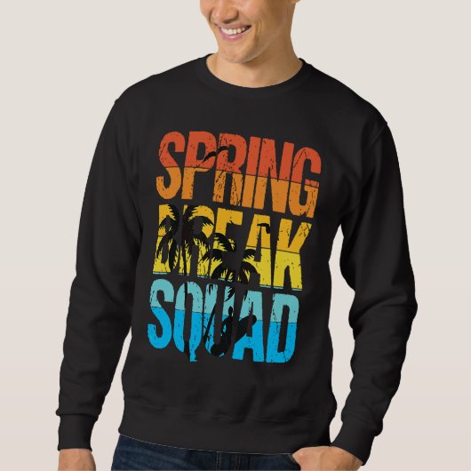 Spring Break Squad Beach Surfer Palm Tree Artwork Sweatshirt (Vorderseite)