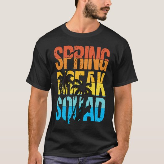 Spring Break Squad Beach Surfer Palm Tree Artwork T-Shirt (Vorderseite)