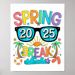 Spring Break Squad Crew Vintag 2025 Beach Palm Fa Poster