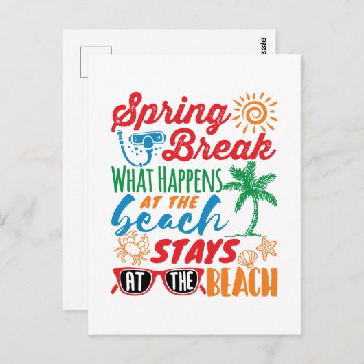 Spring Break Was passiert am Beach Funny Party Postkarte (Vorne/Hinten)