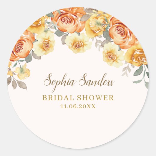 Spring Bridal Shower Featuring Orange Blossoms Runder Aufkleber (Vorderseite)