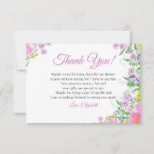 Spring Bridal shower with wildflowers Pink Color Dankeskarte (Vorderseite)