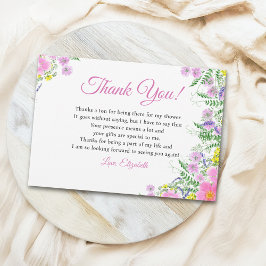 Spring Bridal shower with wildflowers Pink Color Dankeskarte