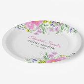 Spring Bridal shower with wildflowers Pink Color Pappteller (Schrägansicht)