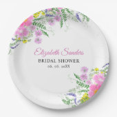 Spring Bridal shower with wildflowers Pink Color Pappteller (Vorderseite)