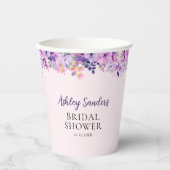 Spring Bridal shower with wildflowers Purple Color Pappbecher (Vorderseite)