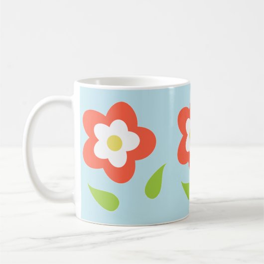 Spring Bubble Flowers (on Blue)  Kaffeetasse (Links)