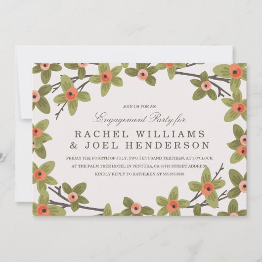 Spring Buds Engagement Party einladen Einladung (Vorderseite)