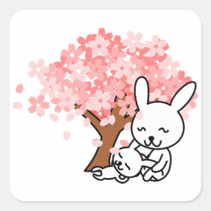 Spring Bunnies Quadratischer Aufkleber