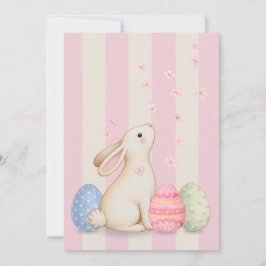 Spring Bunny and Eggs Stripes Flat Easter Card Feiertagskarte