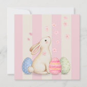 Spring Bunny and Eggs Stripes Square Easter Card Karte (Vorderseite)