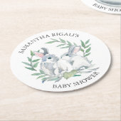 Spring Bunny Baby Dusche Keepake Runder Pappuntersetzer (Angewinkelt)