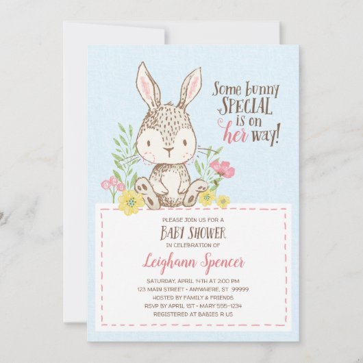 Spring Bunny Baby Shower Einladung (Vorderseite)