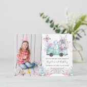 Spring Bunny Birthday Foto Einladung (Stehend Vorderseite)