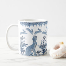 Spring Bunny Blue White Rabbit Fun Muster Delft