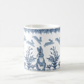 Spring Bunny Blue White Rabbit Fun Muster Delft Kaffeetasse (Mittel)