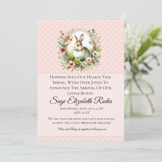 Spring Bunny Einladung (Stehend Vorderseite)