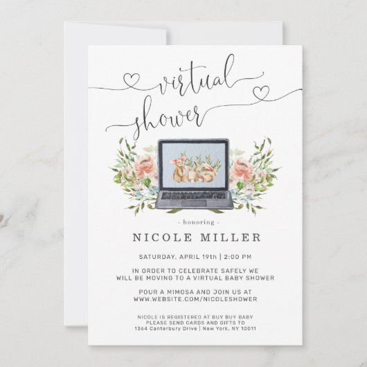 Spring Bunny | Einladung zu Virtual Baby Shower (Vorderseite)