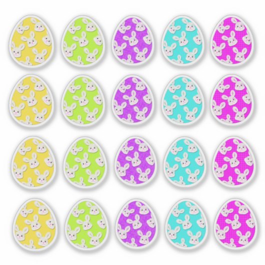 Spring Bunny Face Easter Eggs-Pastel Sticker Sheet (Vorderseite)