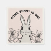 Spring Bunny First Geburtstag Serviette (Vorderseite)