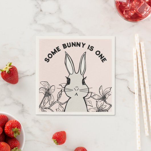 Spring Bunny First Geburtstag Serviette (Beispiel)