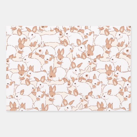 Spring Bunny Floral Osterthema Geschenkpapier Set (Vorderseite)