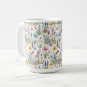 Spring Bunny Garden Pattern Kaffeetasse (Vorderseite Links)