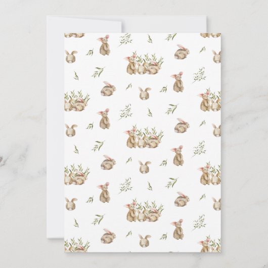 Spring Bunny Greenery | Kinderdusche per Post Einladung (Rückseite)