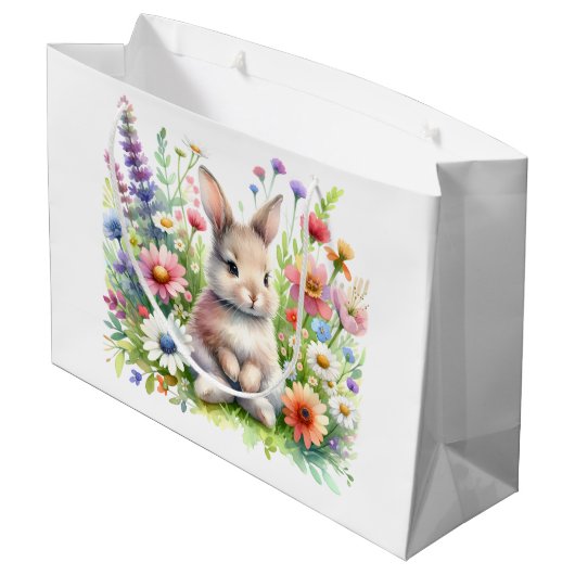 Spring Bunny Große Geschenktüte (Rückseite Schrägansicht)