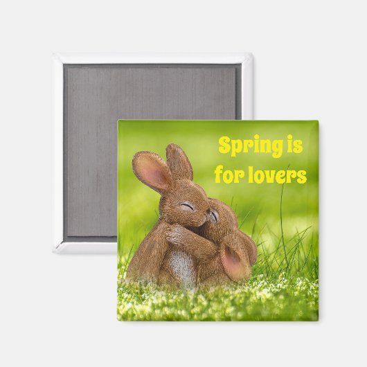 Spring Bunny Lovers Magnet (Vorderseite/Rückseite)