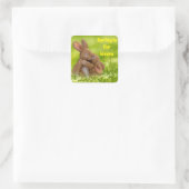 Spring Bunny Lovers Quadratischer Aufkleber (Tasche)