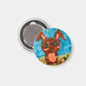 Spring Bunny Magnet - Brown (Vorderseite/Rückseite)