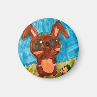Spring Bunny Magnet - Brown