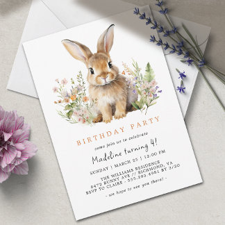 Spring Bunny Rabbit | Niedlich Jedes Alter Mädchen Einladung